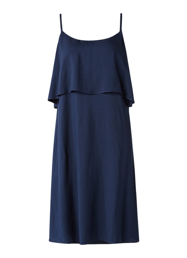 Another-Label Cherry jurk met volant donkerblauw