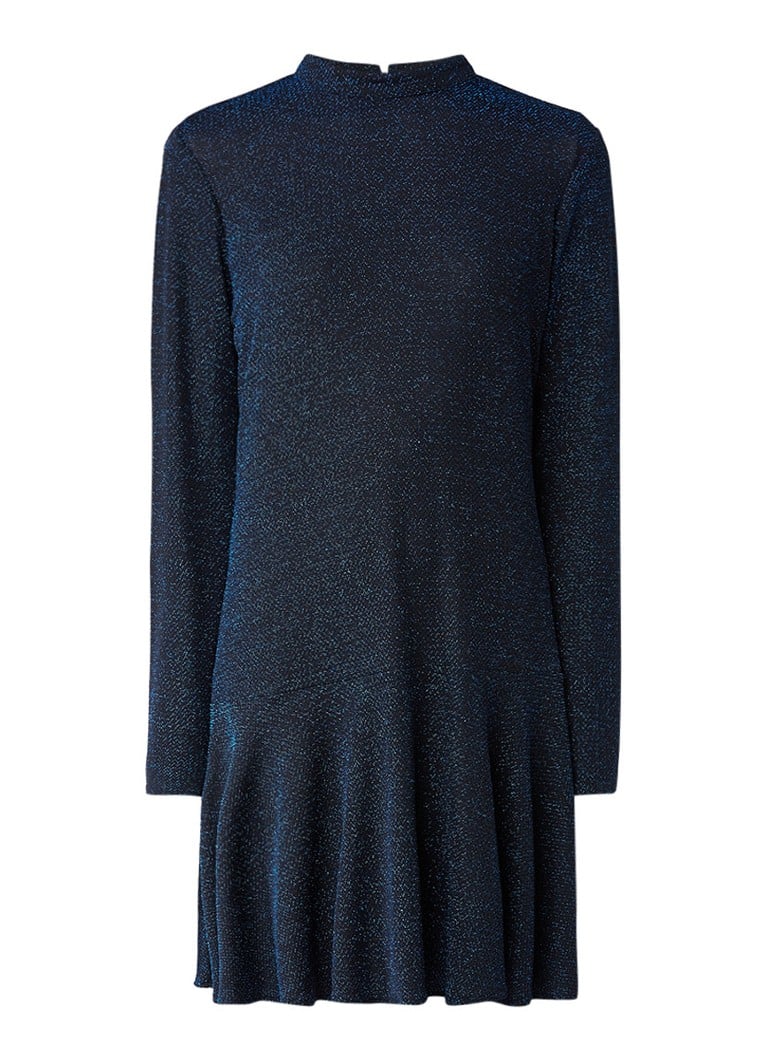 Another-Label Duke losvallende jurk met lurex donkerblauw