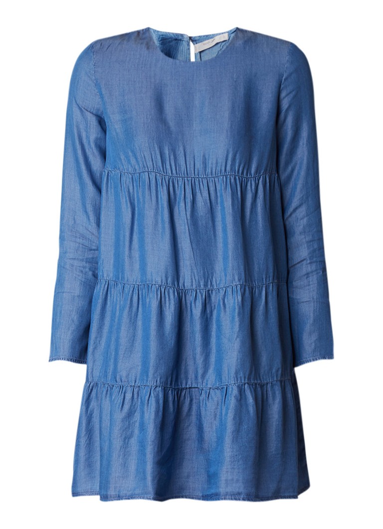 Mango Frill tuniekjurk van chambray met plooidetail indigo