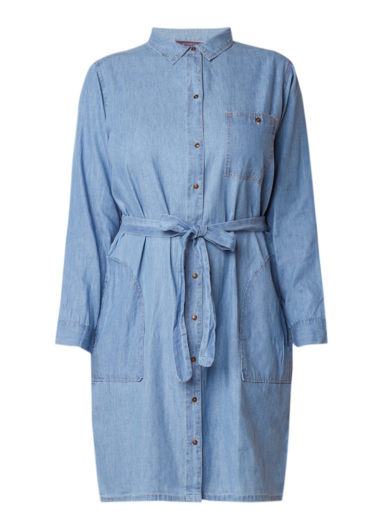 Mango Susy blousejurk van denim met strikceintuu indigo