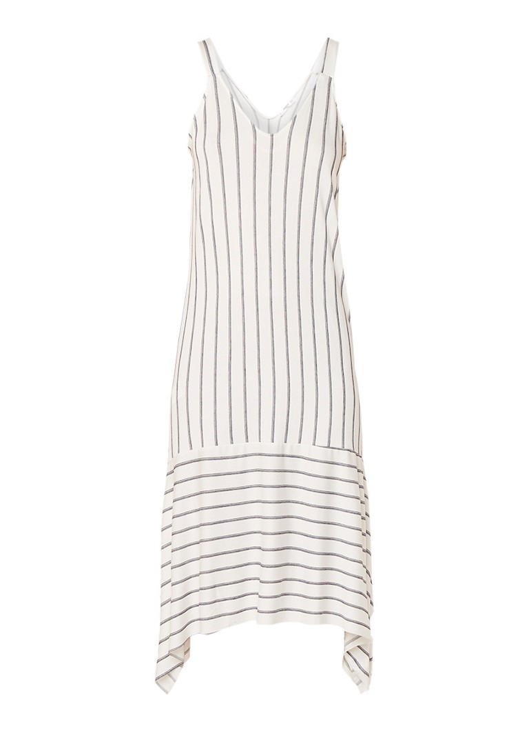 Mango Cari asymmetrisch midi-jurk van jersey met streepdessin wit