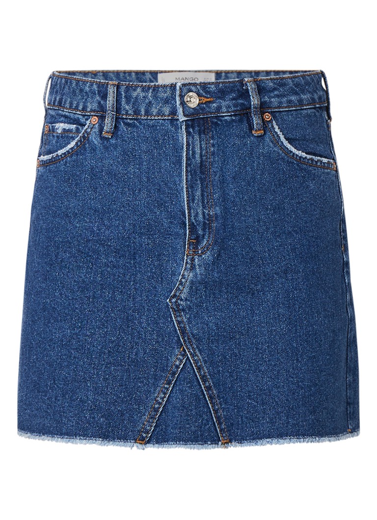 Mango Musthave spijkerrok met gerafelde zoom indigo