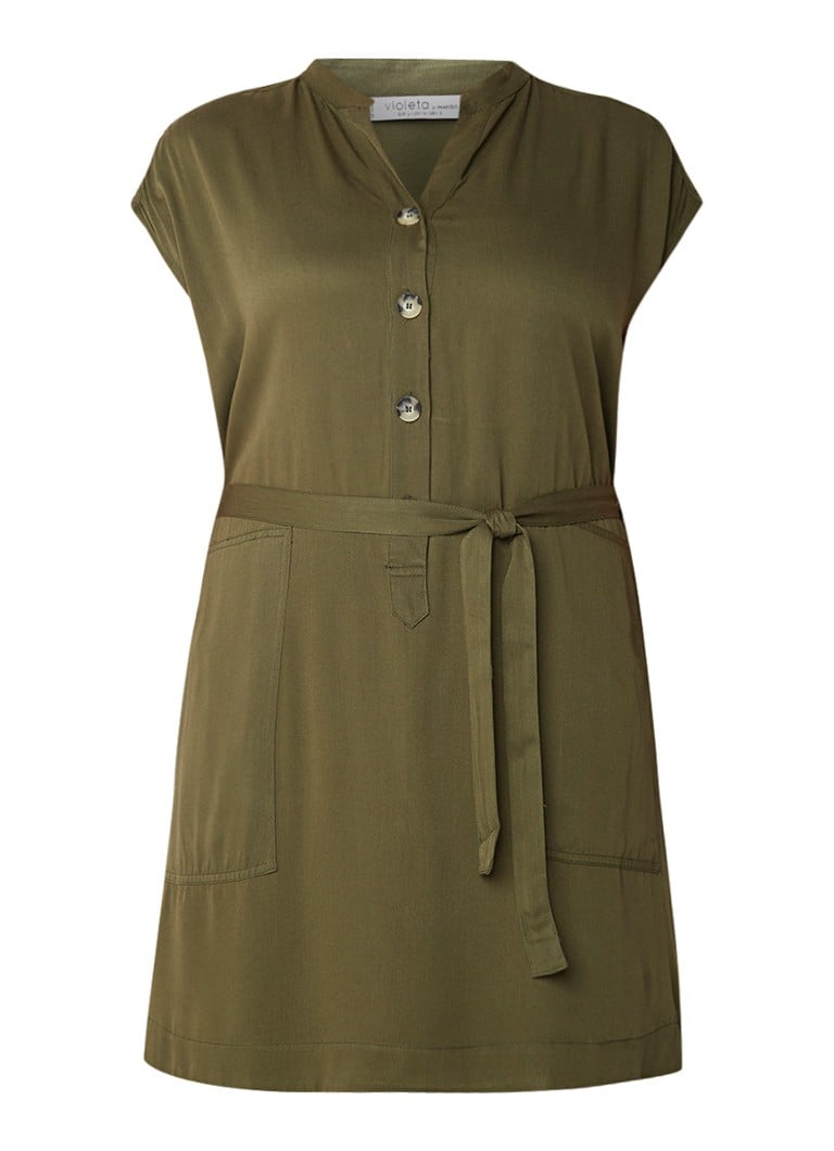 Mango Clarita blousejurk met strikceintuur donkerkhaki