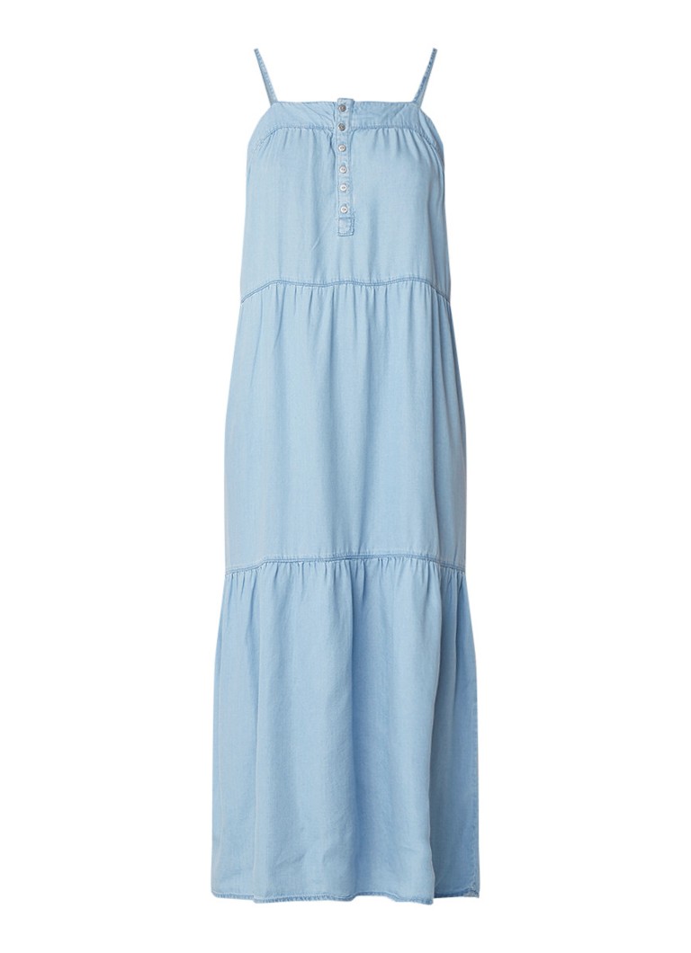 Mango Largo maxi-jurk van lyocell met spaghettibandjes indigo