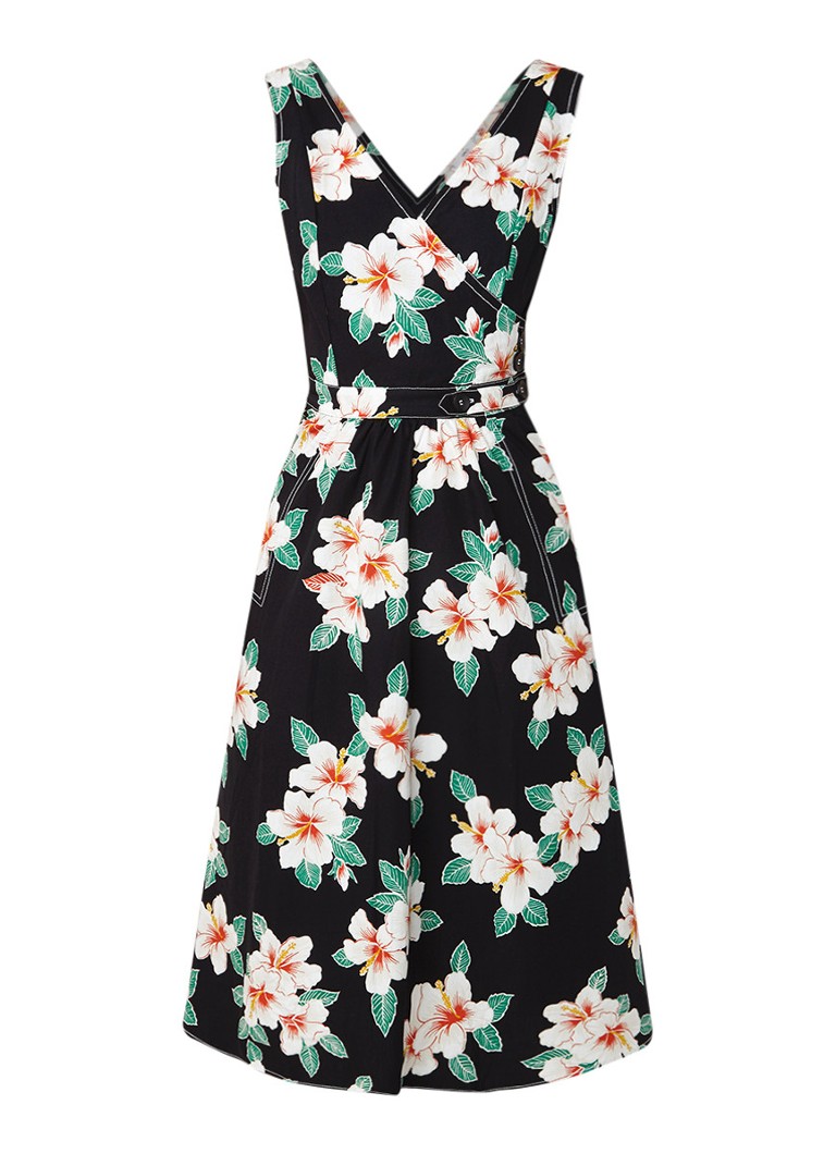 Mango Gardenia midi-jurk met bloemendessin zwart