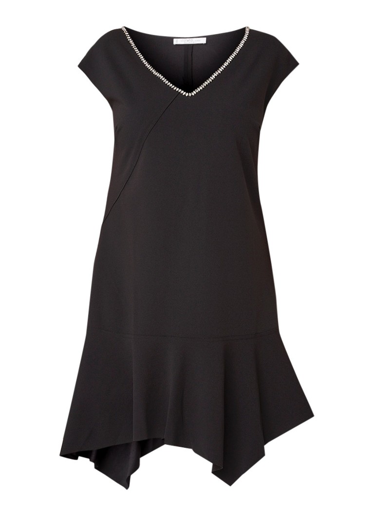 Mango Maravi asymmetrische jurk met strass-decoratie zwart