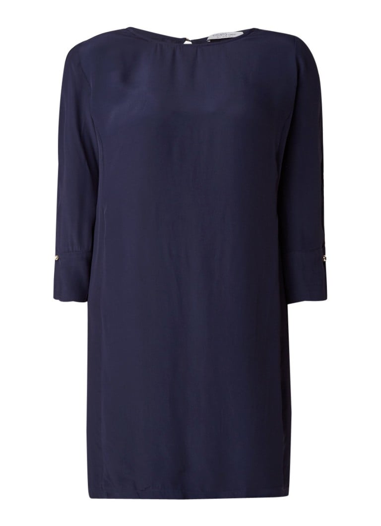 Mango Chainy midi-jurk van crÃªpe met manchetknopen middenblauw