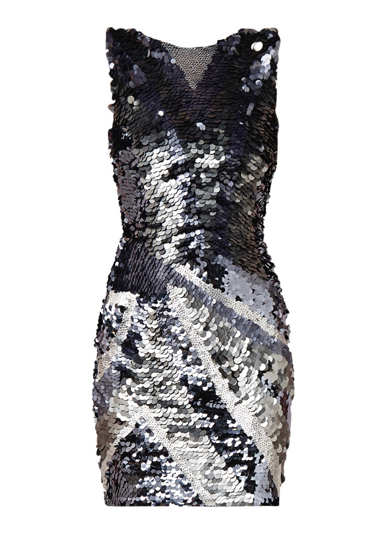 Mango Biyonse midi-jurk met pailletten en stretch zilver