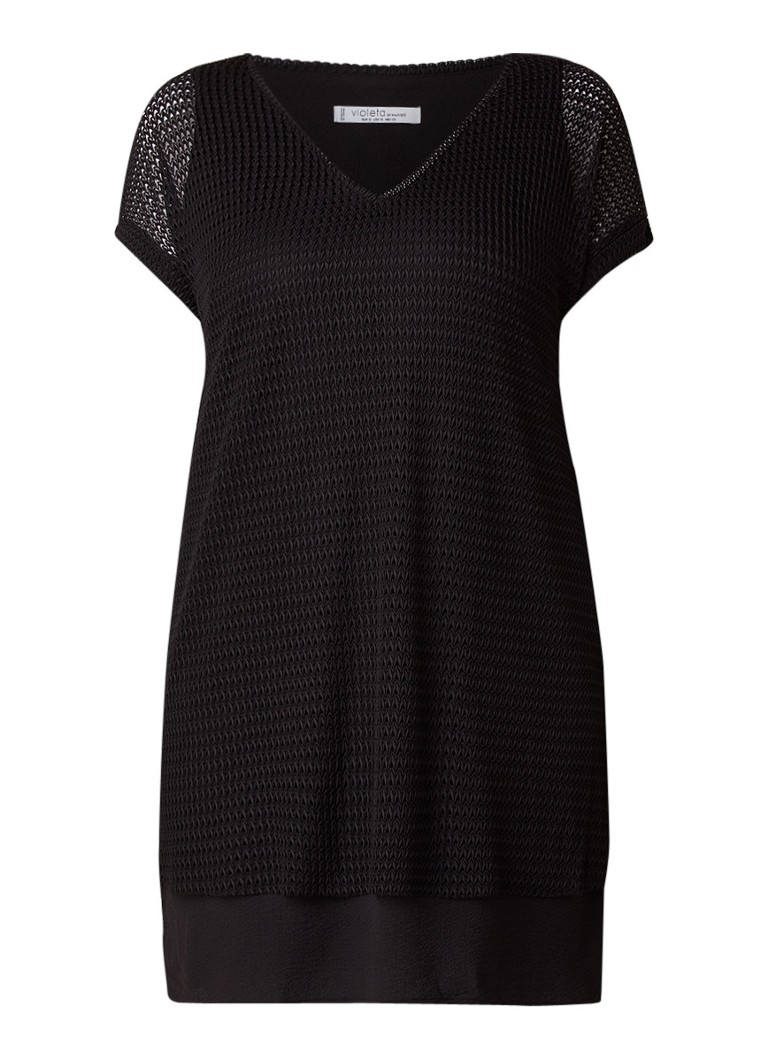 Mango Corti loose fit mini-jurk met overlay zwart