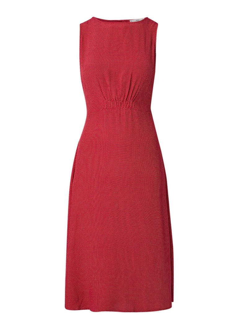 Mango Fleur A-lijn midi-jurk met gestipt dessin rood