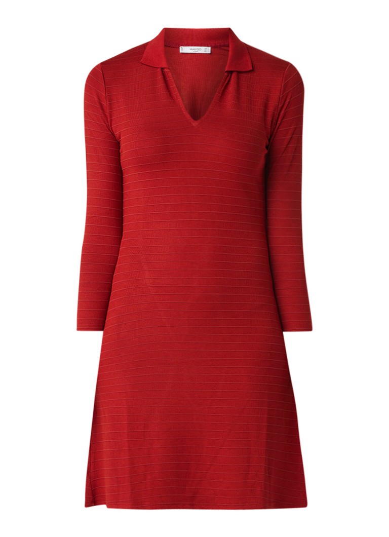 Mango Redford blousejurk met ingeweven streepdessin rood