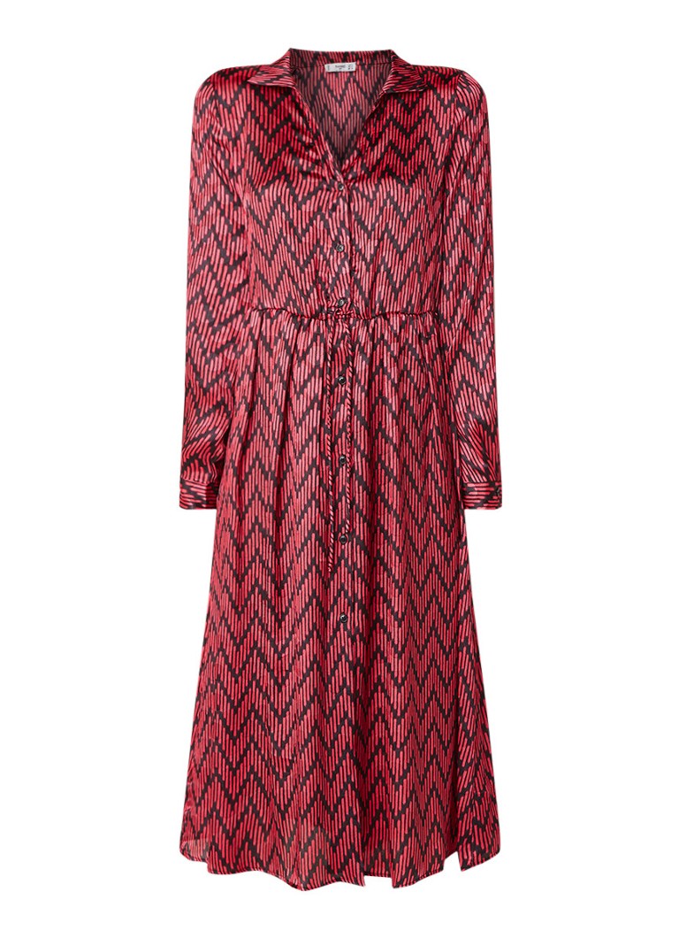 Mango Rosi maxi blousejurk met grafisch dessin fuchsia