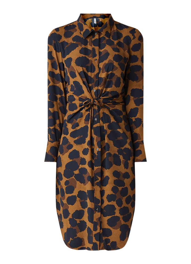 Mango Toky blouse-jurk met animaldessin en strikdetail bruin