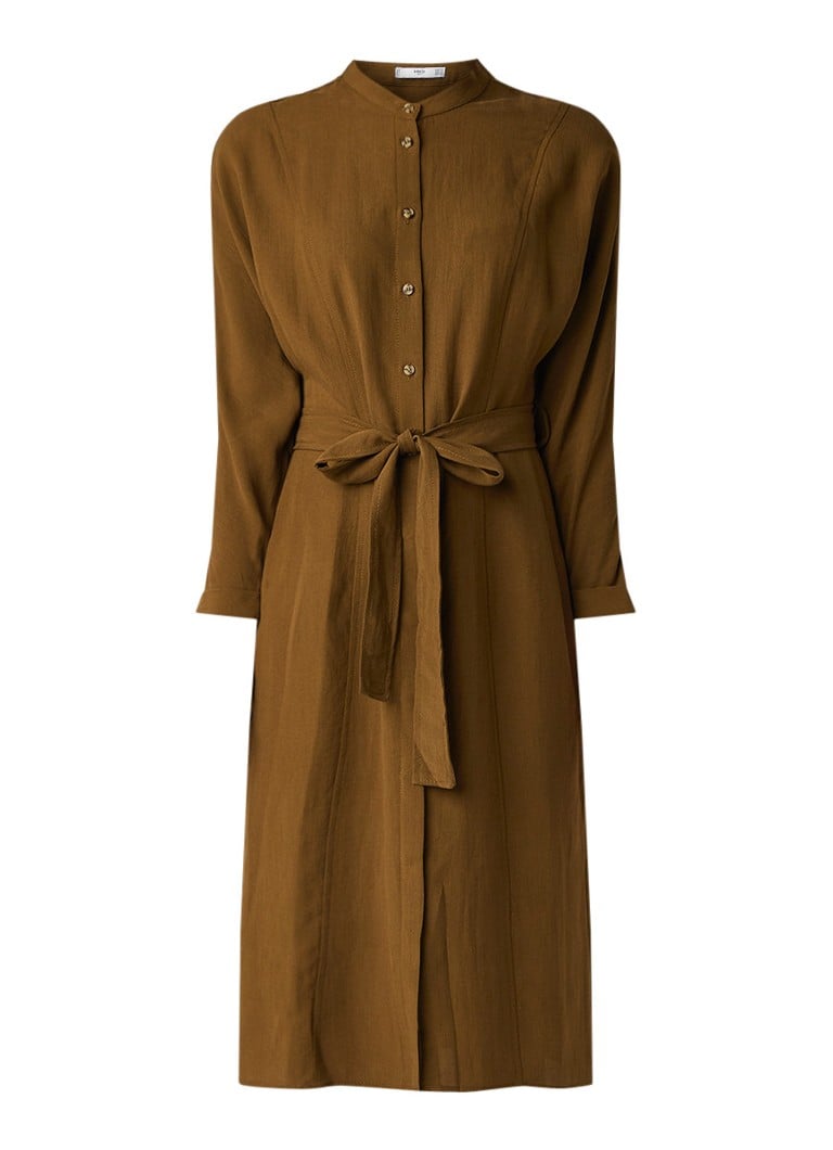 Mango Northe blousejurk met strikceintuur khaki