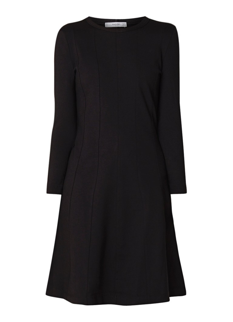 Mango A-lijn jurk van tricot met deelnaden zwart