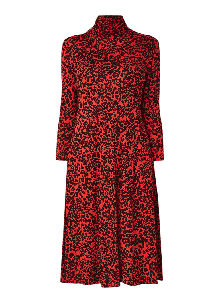 Mango Moncho midi-jurk met animal dessin rood