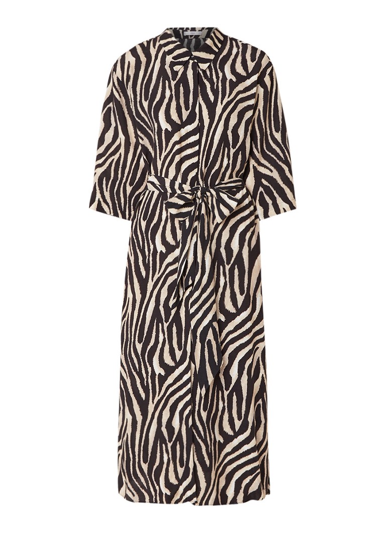 Mango Zebra blousejurk met ceintuur beige