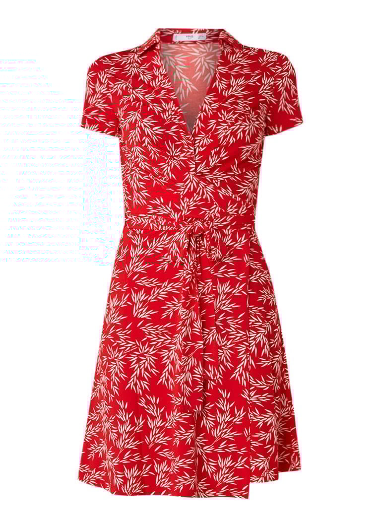Mango Patrik wikkeljurk van jersey met polokraag rood