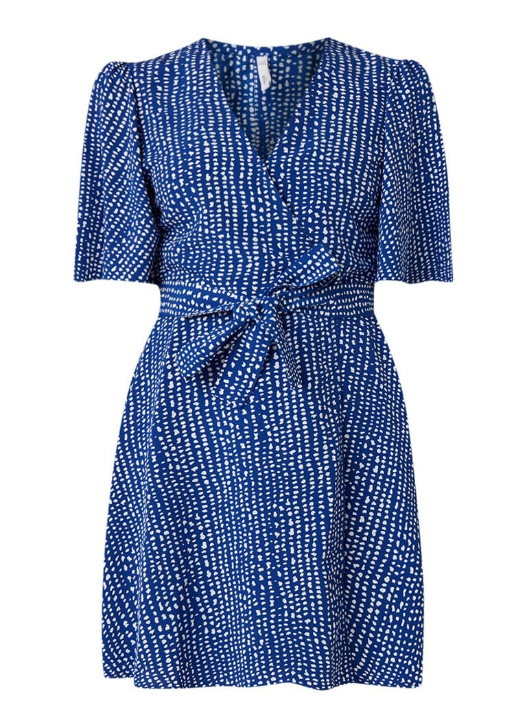 Mango Smithes overslagjurk met stippendessin middenblauw