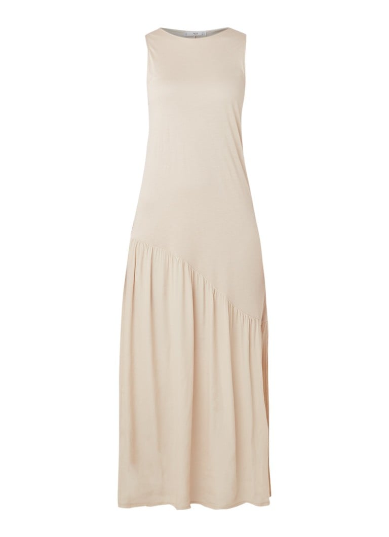 Mango Caramel maxi-jurk met gesmockt detail ivoor