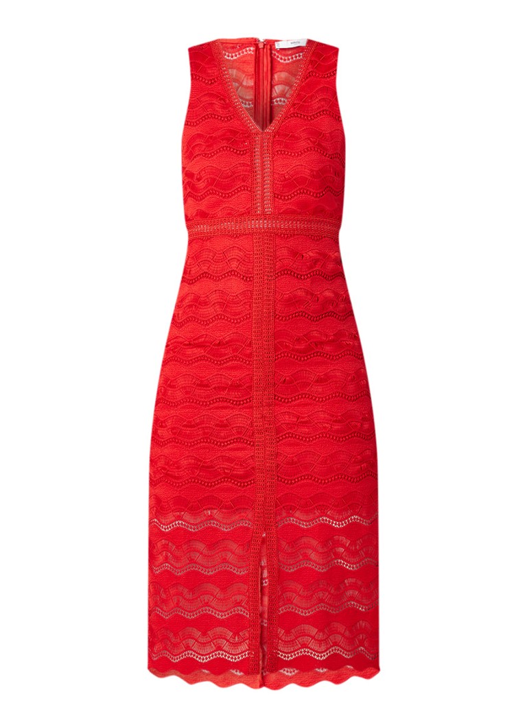 Mango Saray midi-jurk van kant met V-hals rood