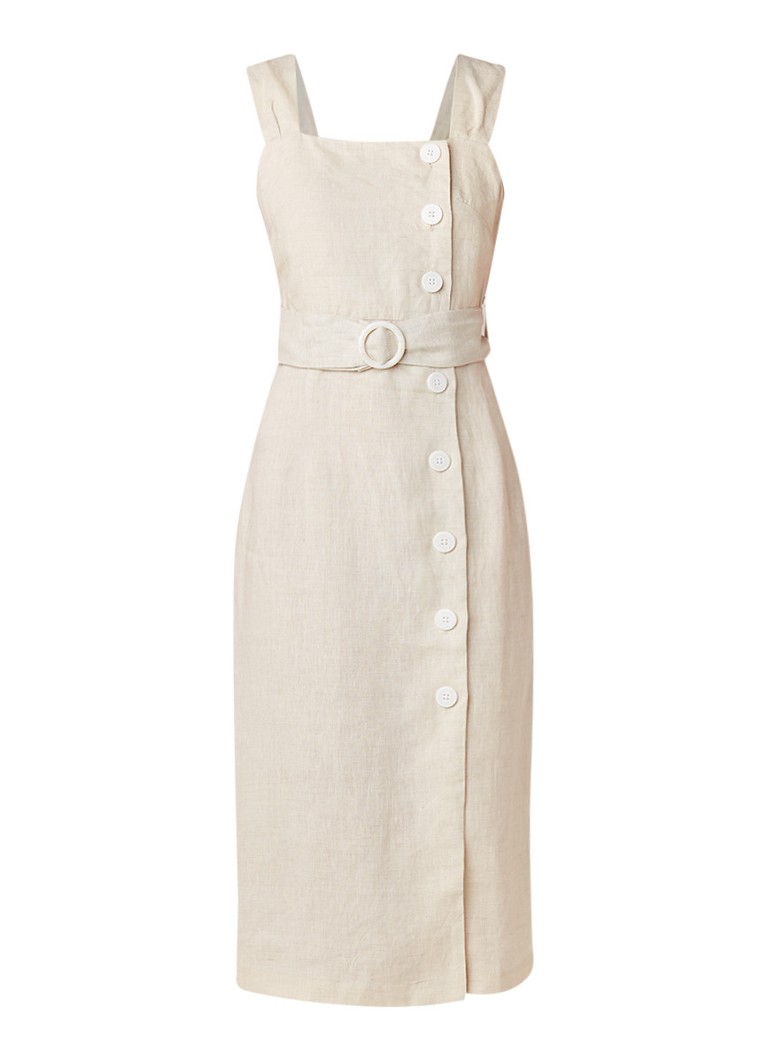 Mango Capri midi-jurk van linnen met tailleriem beige