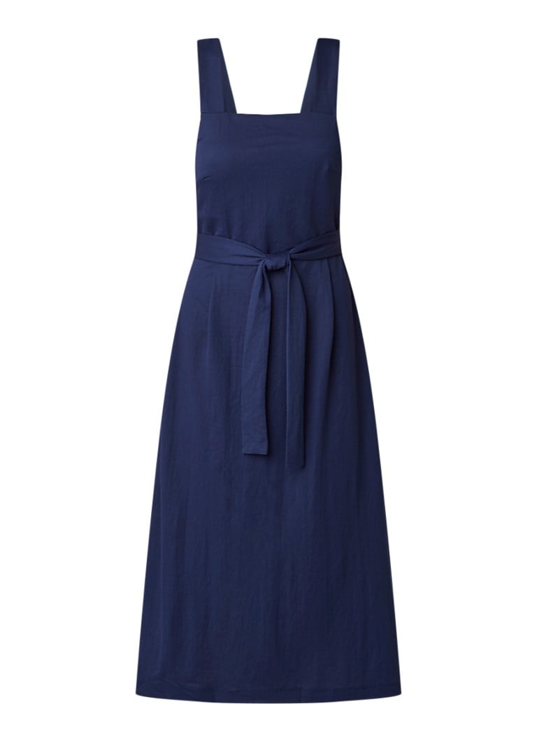 Mango Alpha mouwloze midi-jurk met strikceintuur middenblauw