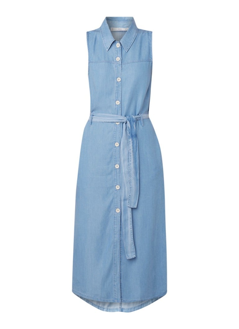 Mango Beach mouwloze doorknoopjurk van chambray indigo