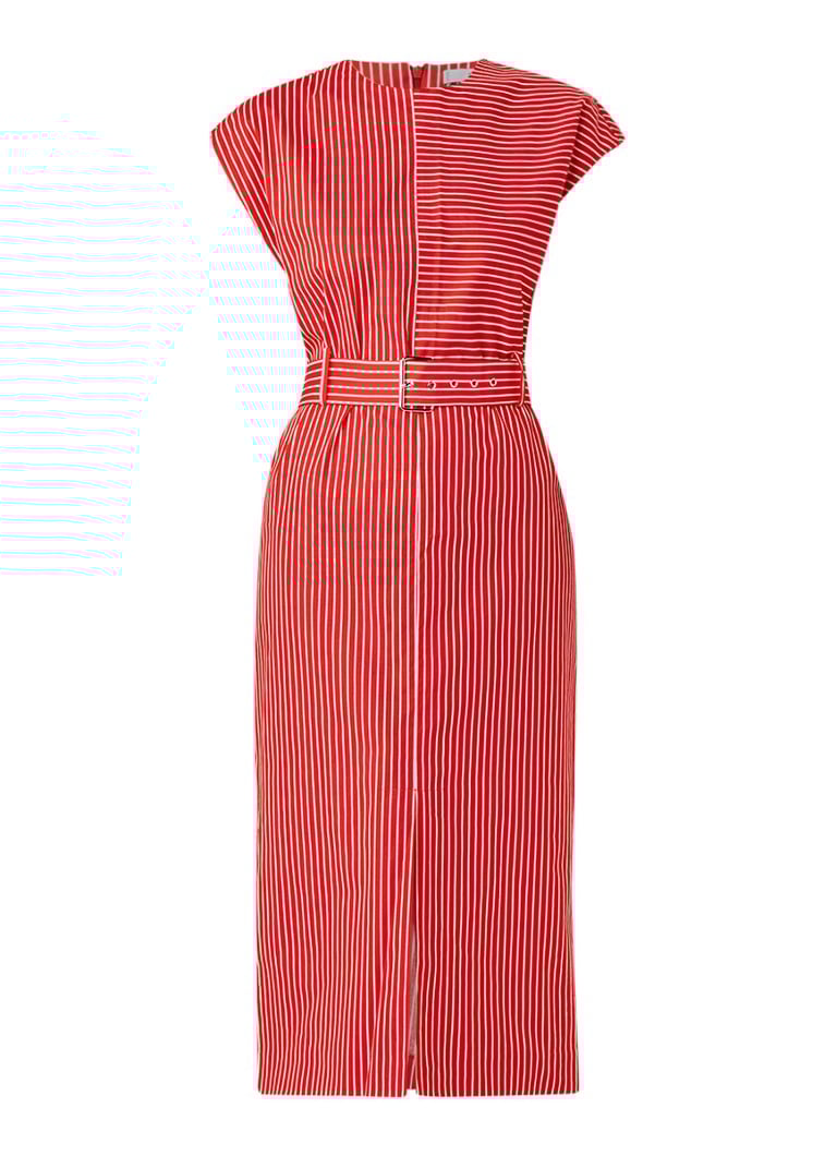 Mango Pala kokerjurk met streepdessin rood