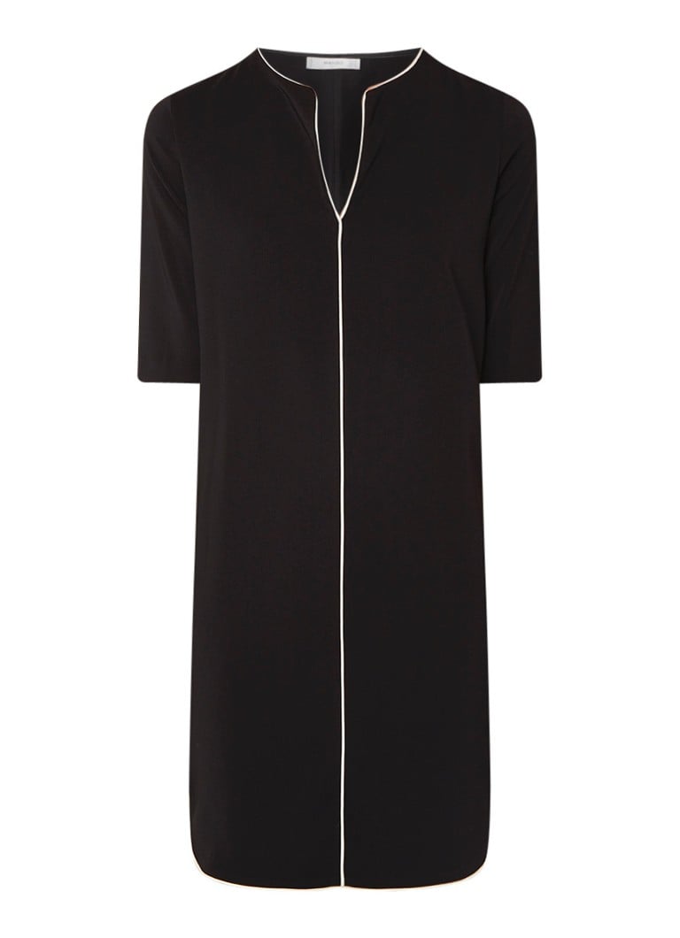 Mango Piping loose fit mini-jurk met contrastbies zwart