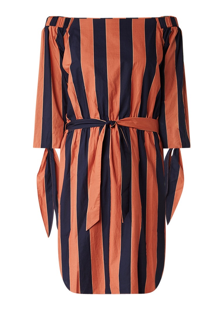 Sissy Boy Jedi off-shoulder jurk met streepdessin oranje