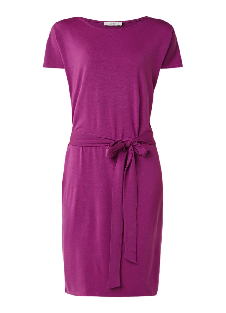 Sissy Boy Josha jersey midi-jurk met strikceintuur fuchsia