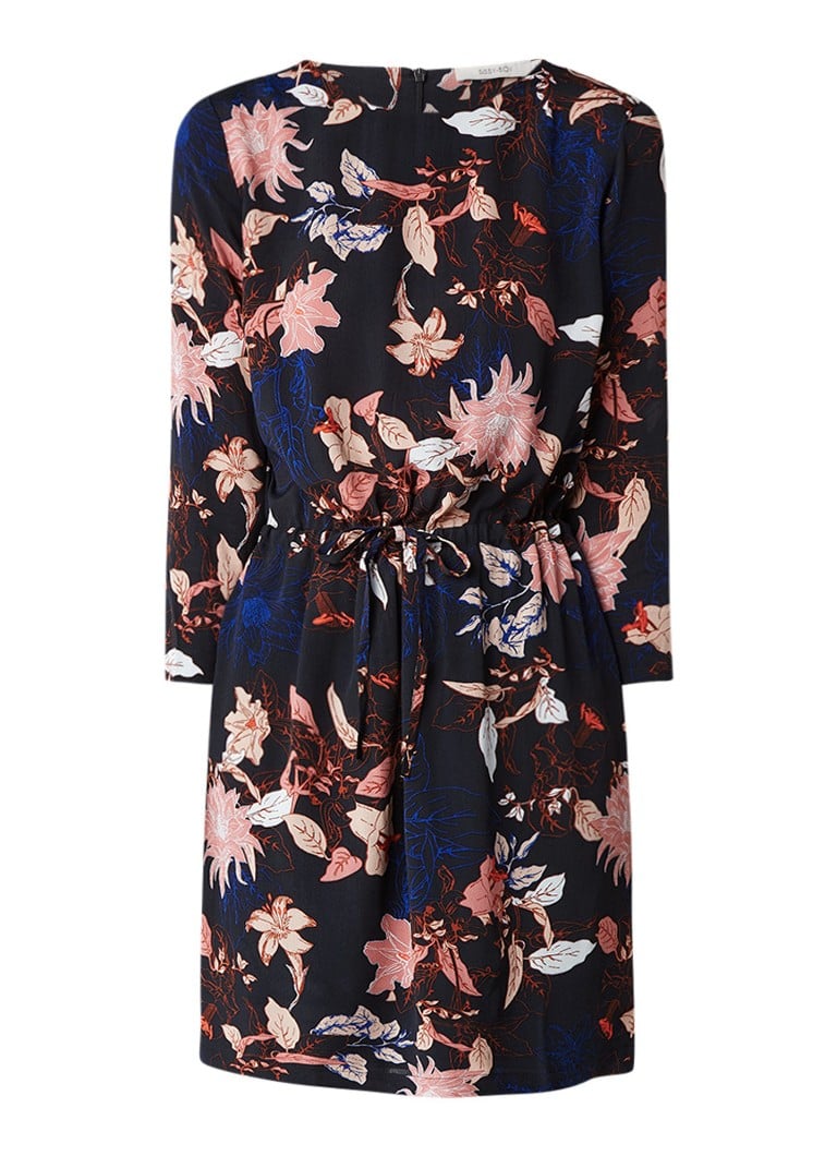 Sissy Boy July Flower crêpe jurk met bloemdessin donkerblauw