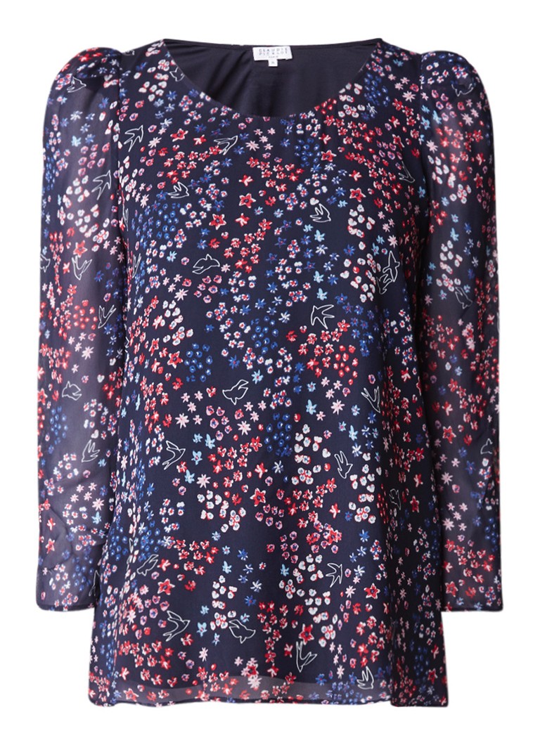 Claudie Pierlot Banc Birdy tuniekjurk met bloemdessin donkerblauw