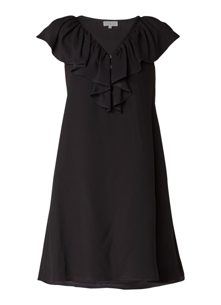 Claudie Pierlot Rock mini-jurk met V-hals en volant zwart