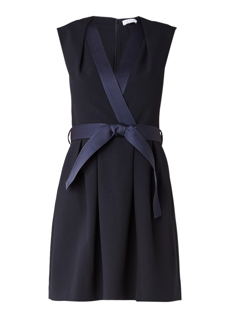 Claudie Pierlot Rank jurk met overslag en tailleceintuur donkerblauw