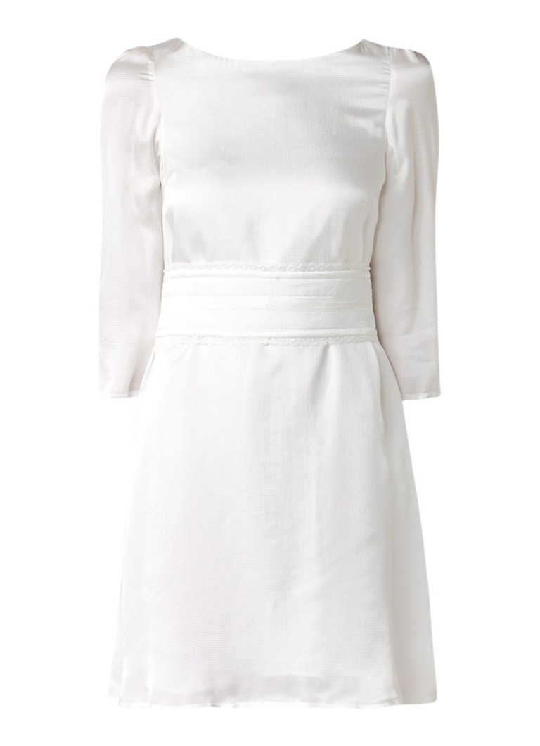 Claudie Pierlot Riffi jurk met decoratie ceintuur gebroken wit