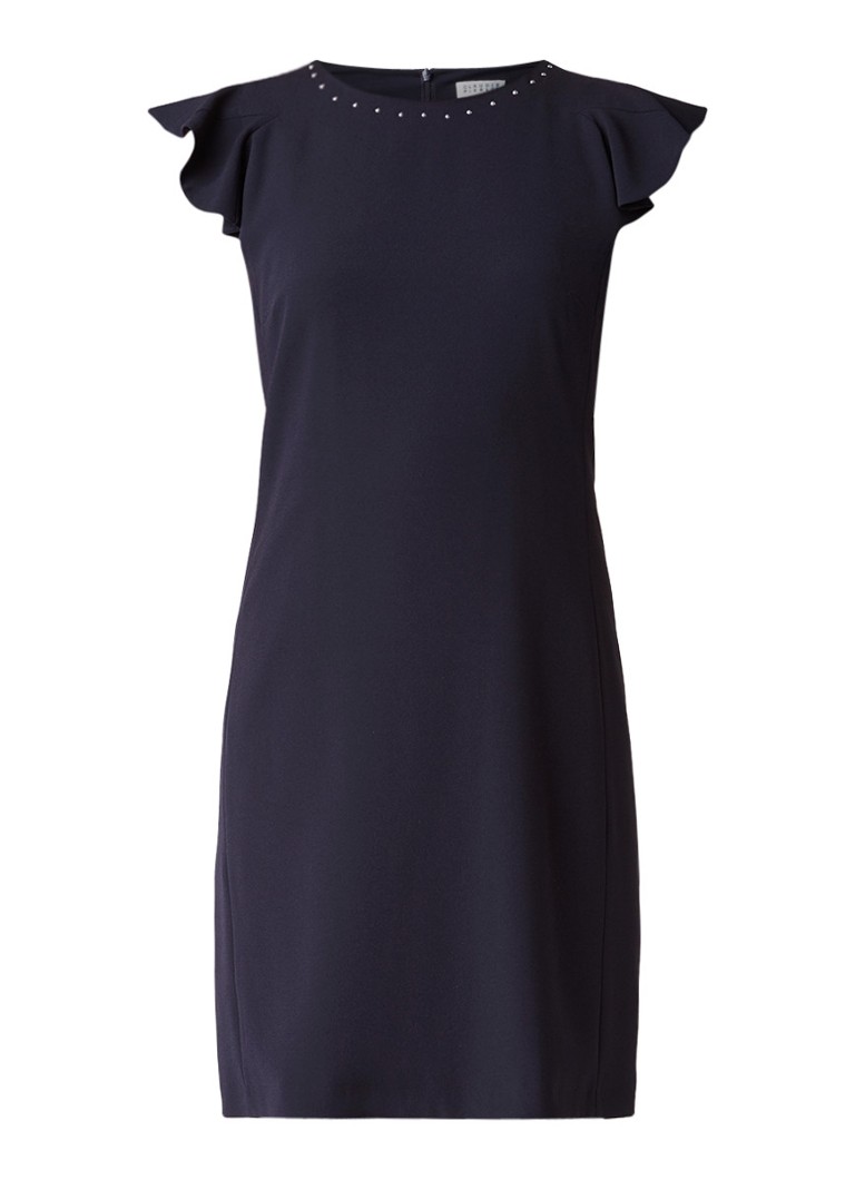 Claudie Pierlot Roquette korte jurk met volantmouw en studs donkerblauw