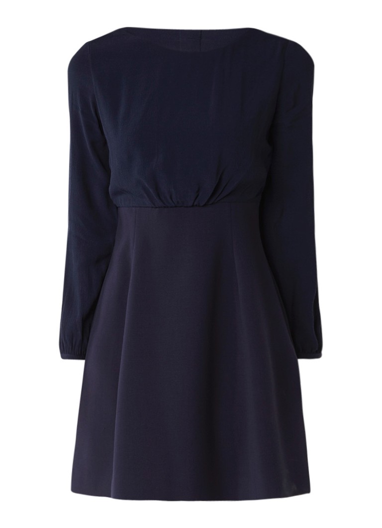 Claudie Pierlot Romantique A-lijn jurk met contraststof donkerblauw