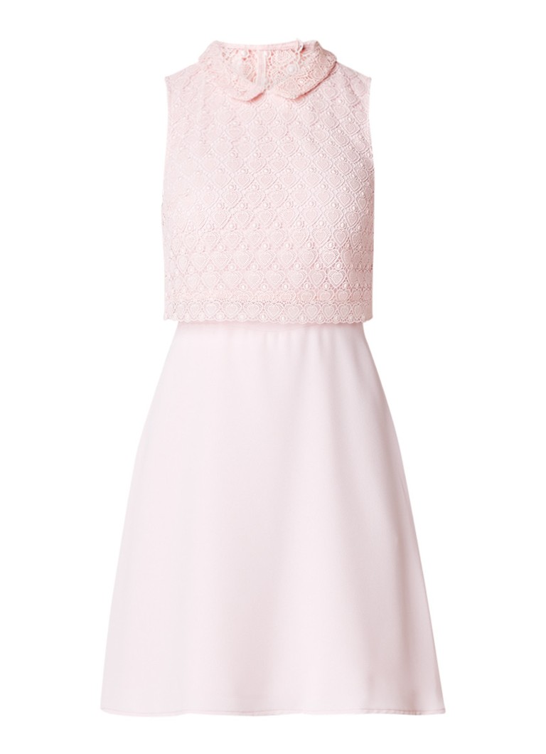 Claudie Pierlot Rosminda A-lijn jurk met kant en rugdecolletÃ© roze