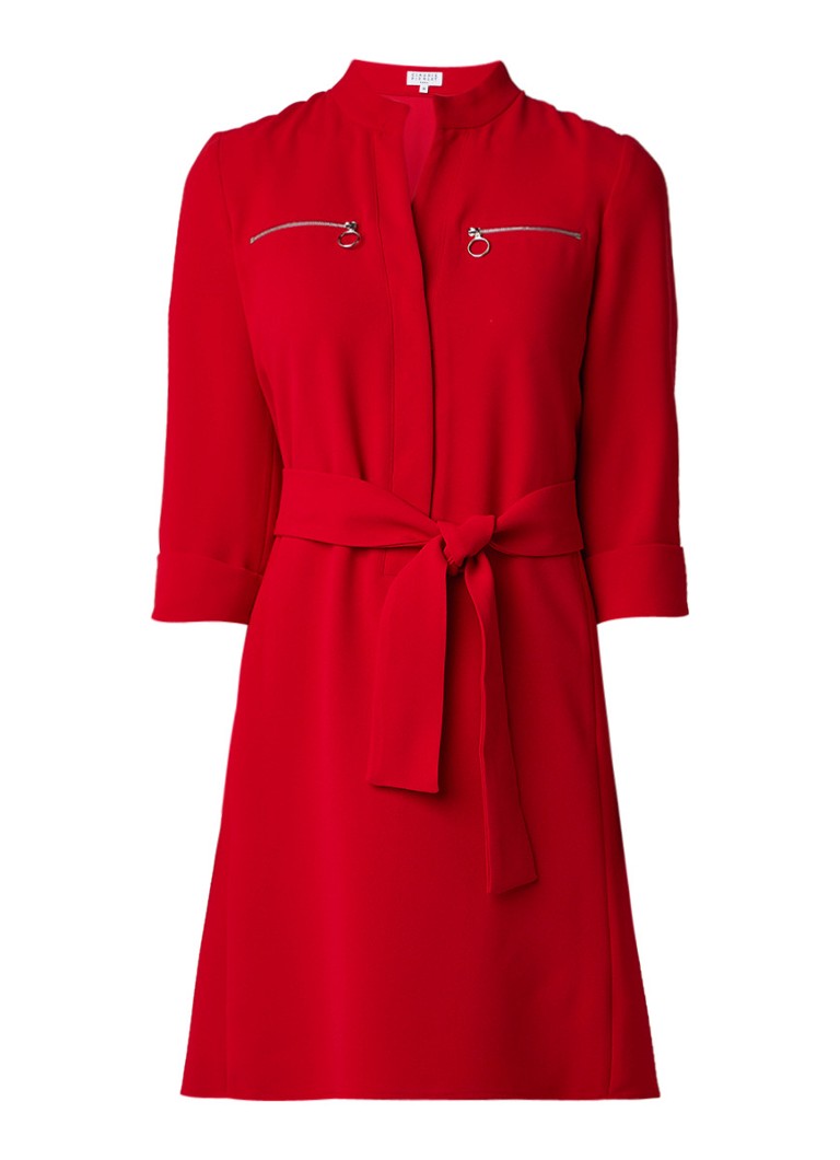 Claudie Pierlot Red blousejurk met ritszakken en strikceintuur rood