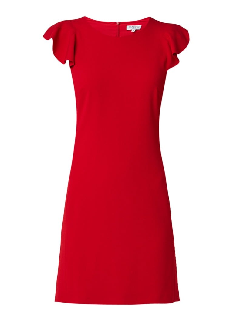 Claudie Pierlot Roquette midi-jurk met volantmouw rood