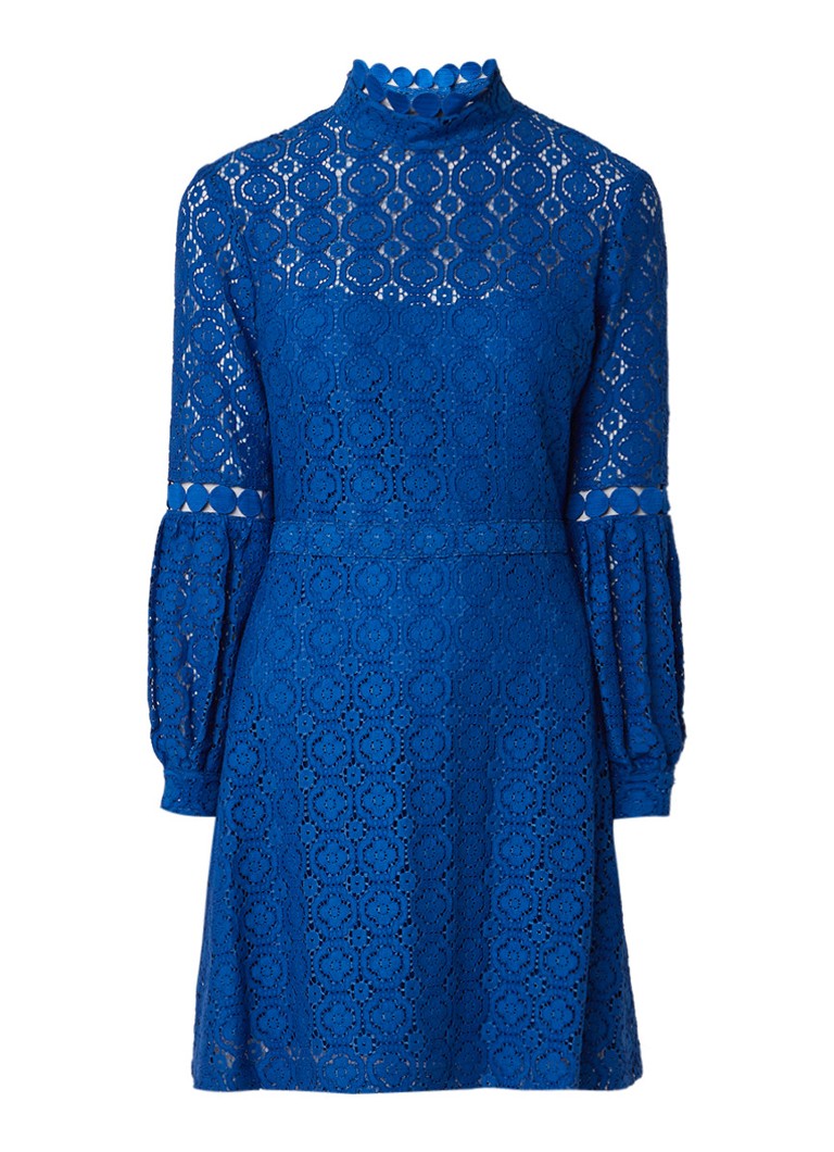 Claudie Pierlot Romeo A-lijn jurk met broderie kobaltblauw