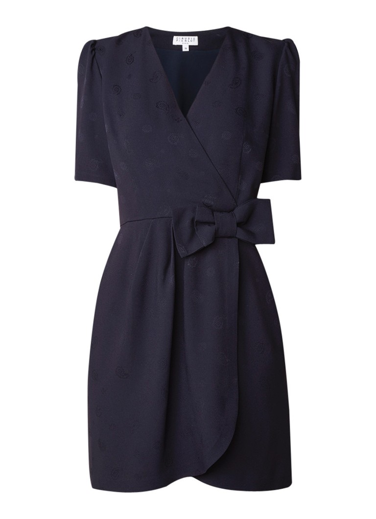 Claudie Pierlot Rina mini-jurk met overslag en paisley dessin donkerblauw