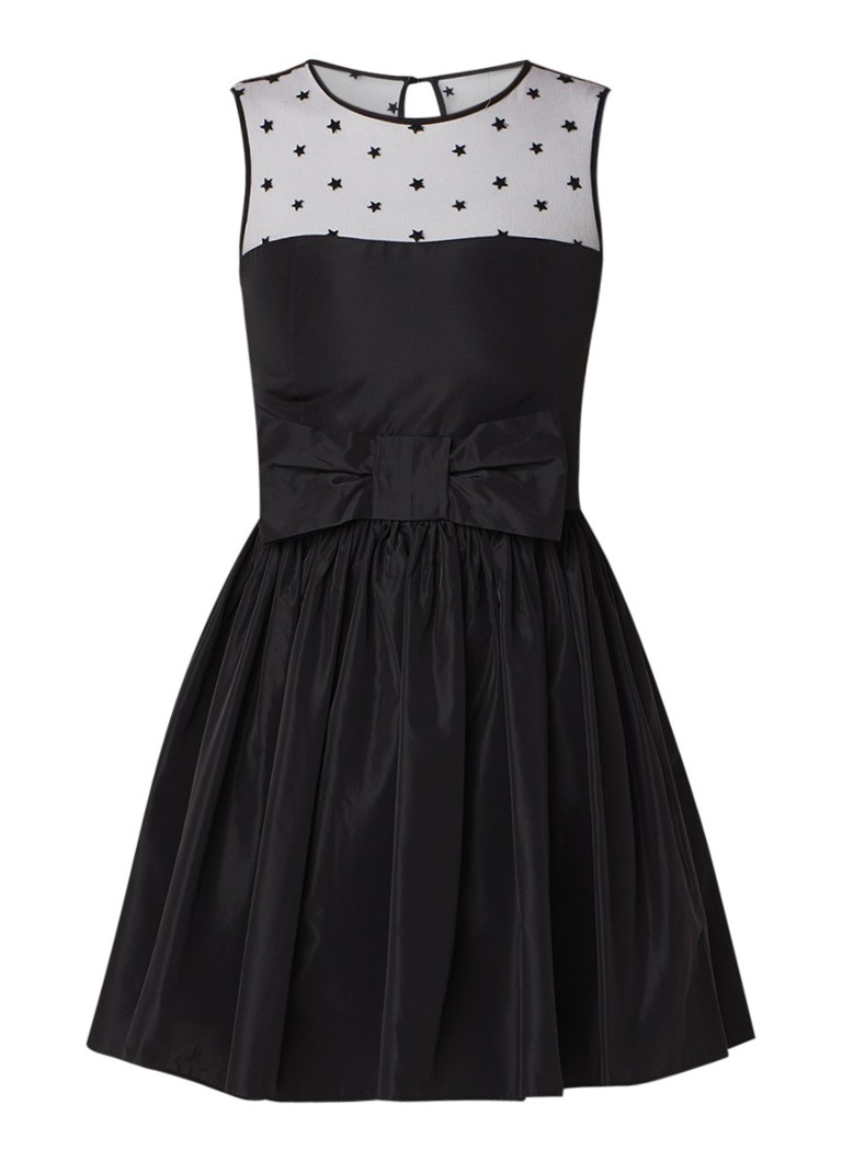 Claudie Pierlot Ralli mini A-lijn jurk met inzet van mesh en strikdetail zwart