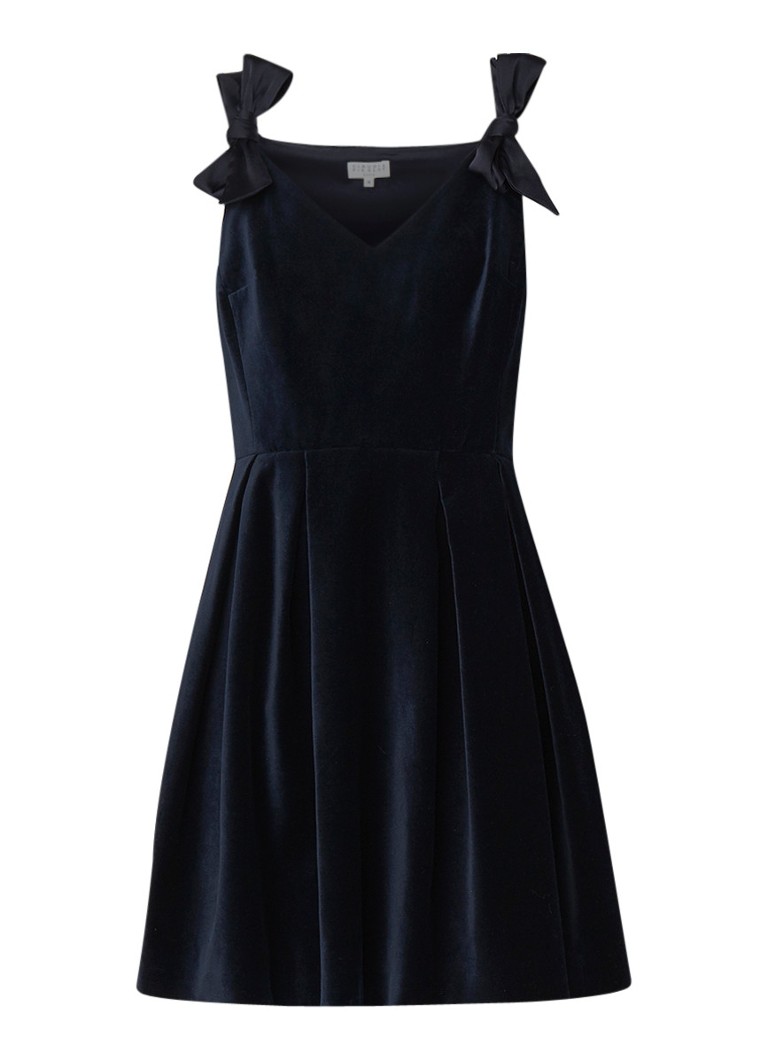 Claudie Pierlot Rimy mini-jurk van fluweel met strikdetails donkerblauw