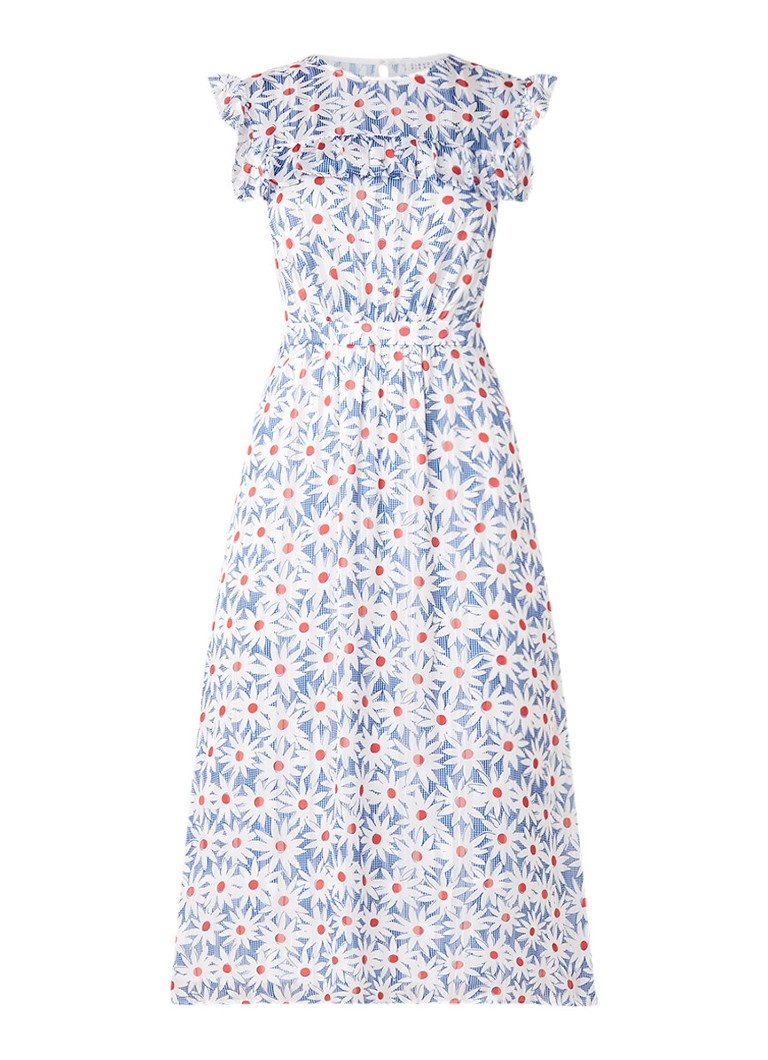 Claudie Pierlot Rossa A-lijn jurk met bloemendessin royalblauw