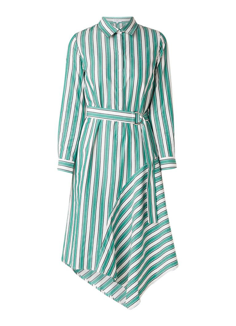 Claudie Pierlot Rickle midi blousejurk met streepdessin groen