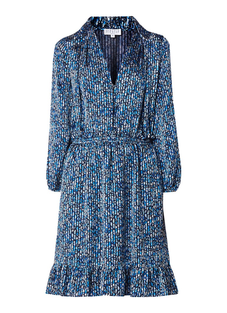 Claudie Pierlot Rosana tuniekjurk met dessin en volant blauw