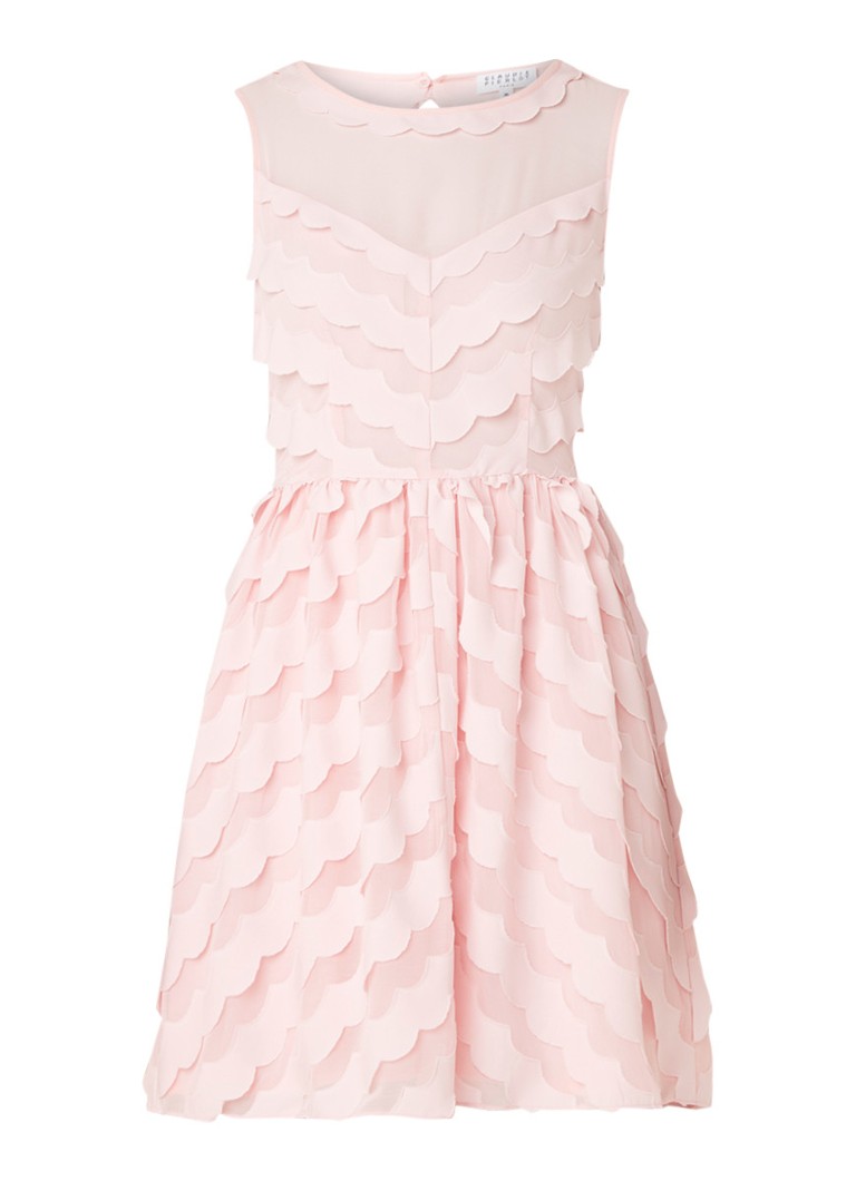 Claudie Pierlot Rasberry mini-jurk met geschulpte bies en rugdecolletÃ© lichtroze